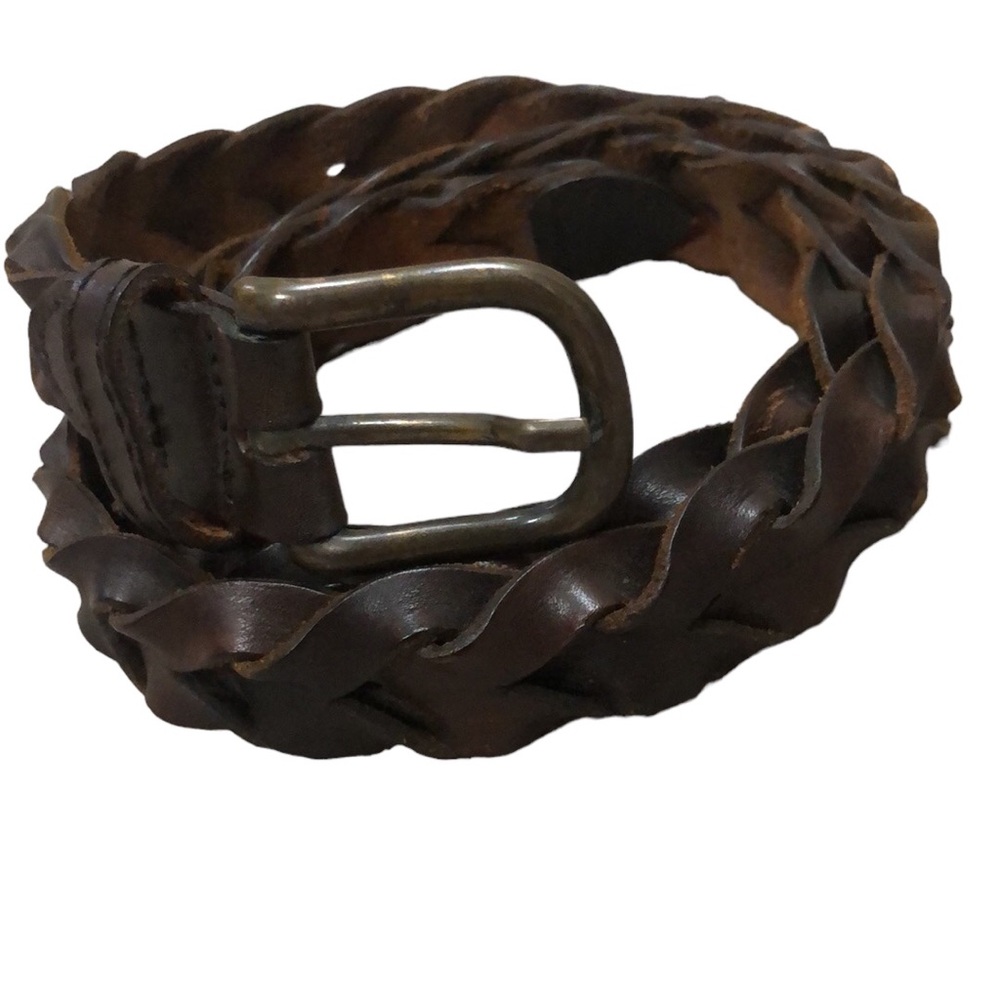 Brown Leather Woven Belt